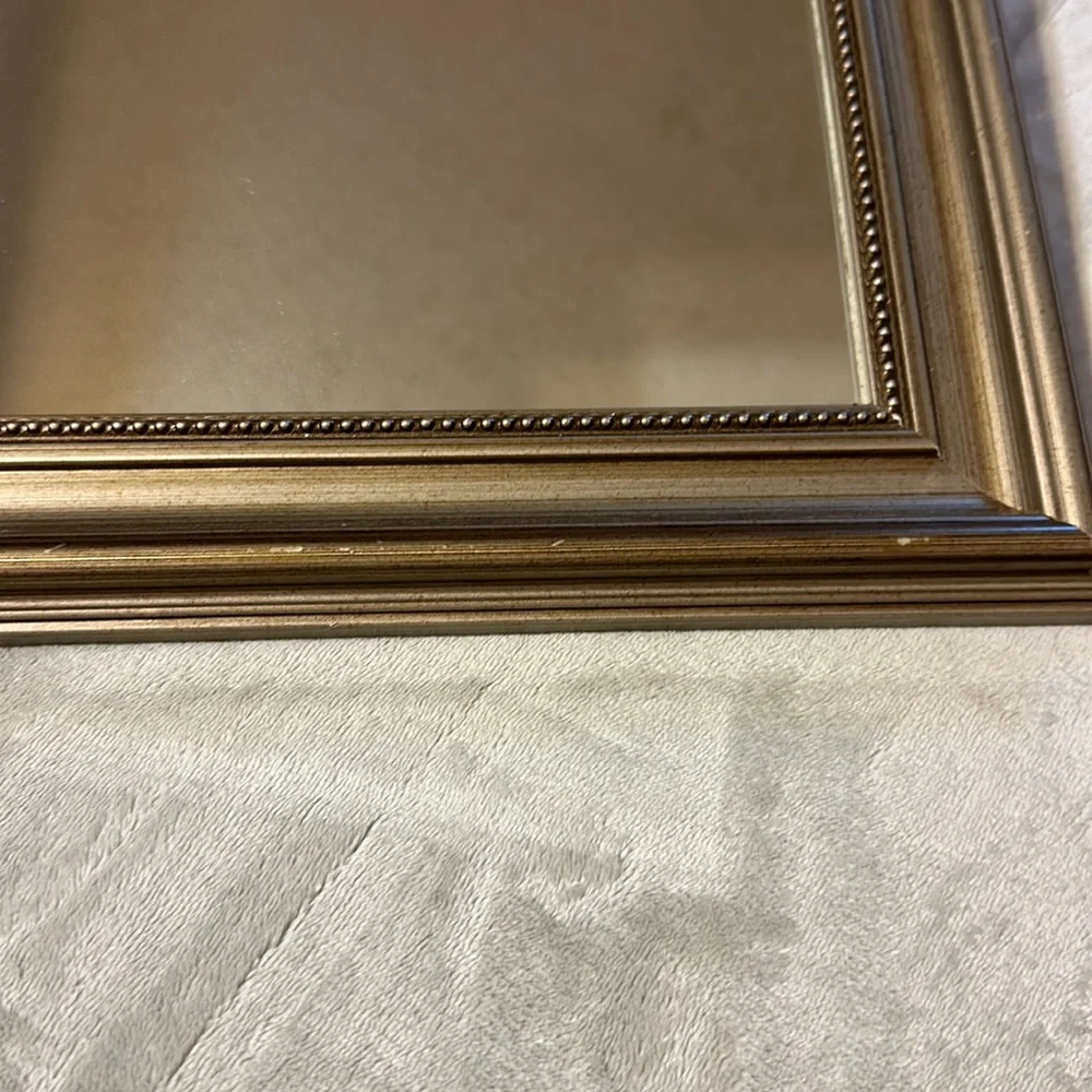 Mirror Molded Ornate Framed Beaded Edge-Antique Gold Color Wall/Vanity Mirror